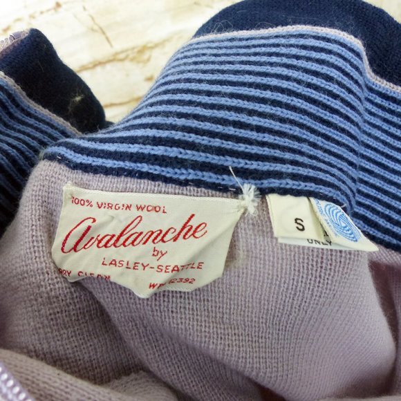 Vintage Avalanche Lasley-Seattle Sweater Women S Pink Blue Striped Half Zip Wool - Picture 11 of 12